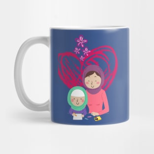 Muslim Mom and Child coloring together Mug